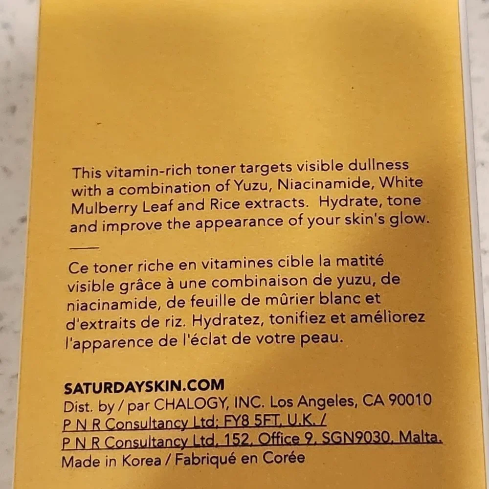 Saturday Skin Yuzu Vitamin C Bright Toner Hydrate, Tone, and Improve Skins Glow